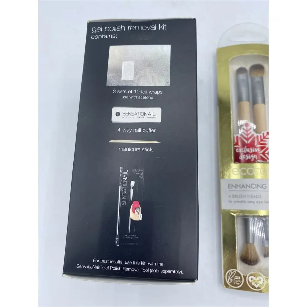 Lot Of 2 Cosmetics-1 ECOTOOLS Makeup Brush - (2)Eye Brushes-1 Gel Polish Removal